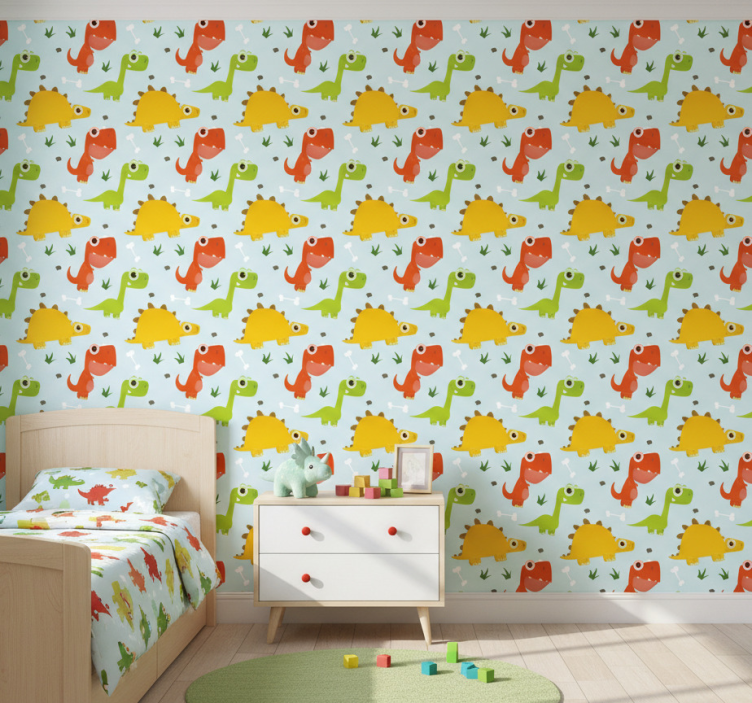 Dinosaurie tapet små dinosaurmönster - Tenstickers