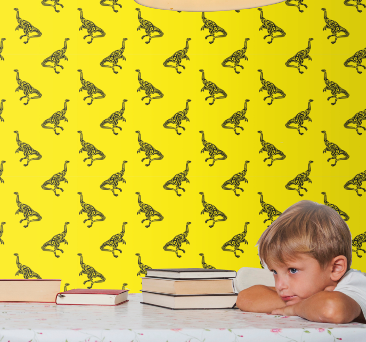 Gult äventyr dinosaurie tapet - Tenstickers