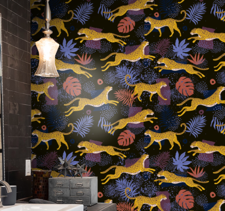 Djungelfaunamosaik Dyr tapet - Tenstickers