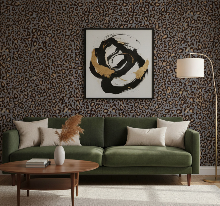 Dyr tapet grå bakgrund med leopardfläckar - Tenstickers