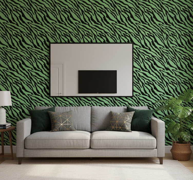 Dyr tapet grön zebra design - Tenstickers