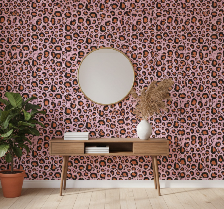 Dyr tapet med rosa leopardmotiv - Tenstickers