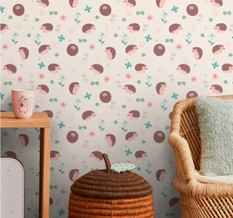 Dyr tapet söt igelkott mönster - Tenstickers