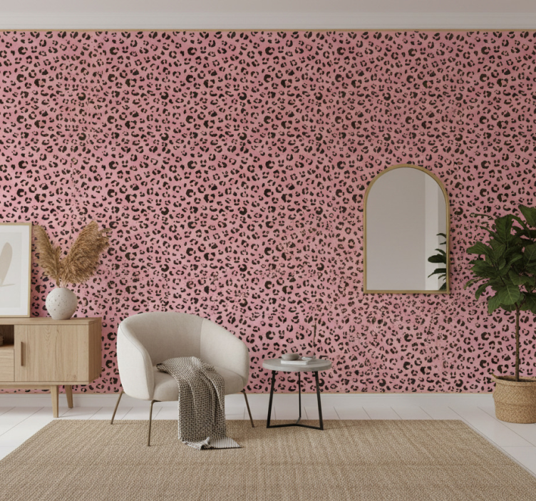 Dyr tapet svart och rosa akvarell leopardmönster - Tenstickers