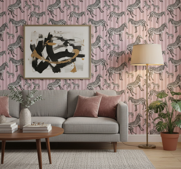 Dyr tapet vintage zebraillustration mönster - Tenstickers