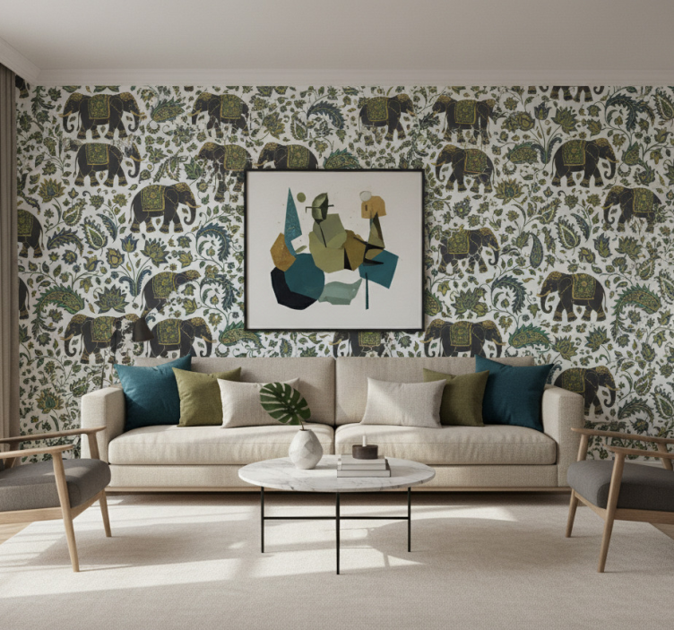 Elefant tapet realistiskt elefantmönster - Tenstickers