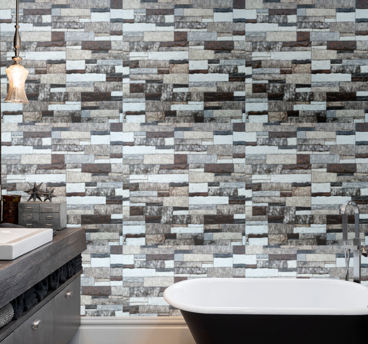 Elegant grå stenimitation tapeter - Tenstickers