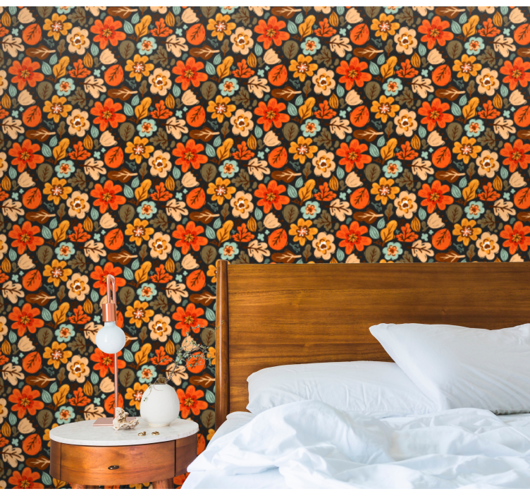 Elegant orange blommor tapet - Tenstickers