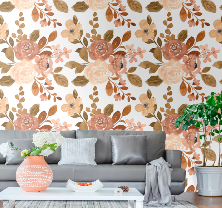 Elegant rosa pastellblommor tapet - Tenstickers