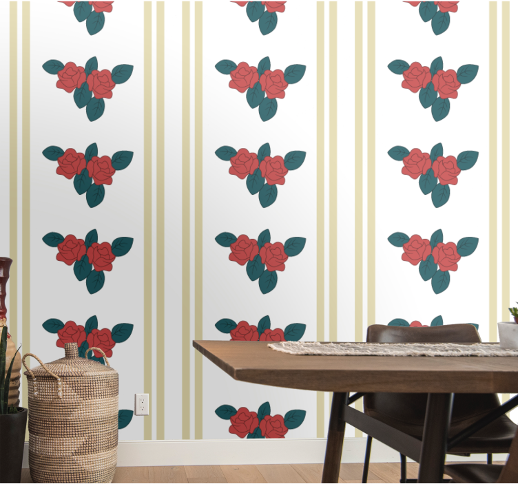 Elegant rosmotiv Tapet blommor - Tenstickers