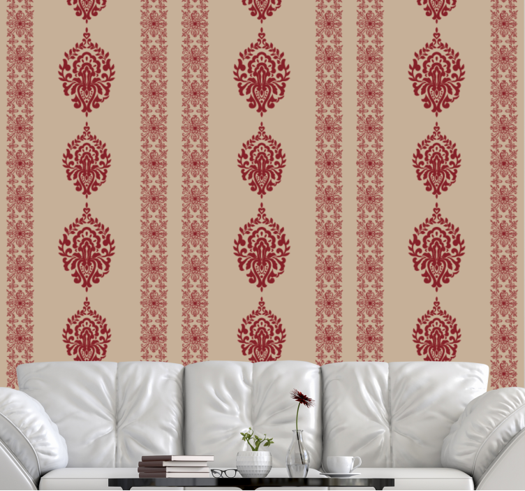 Eleganta röda mönster Barock tapet - Tenstickers