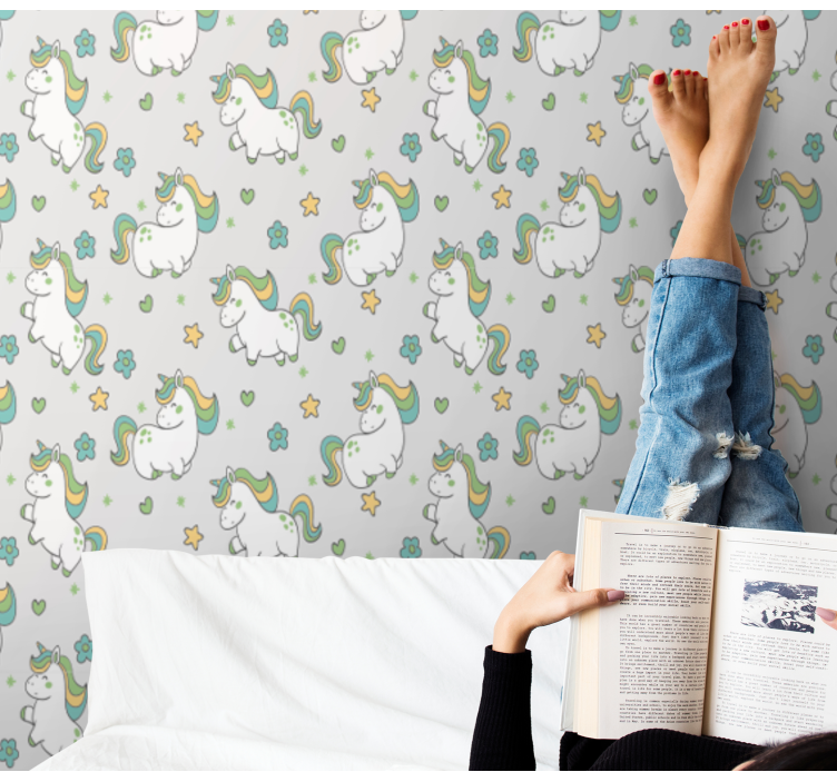 Enhörningsfantasi barn tapet - Tenstickers