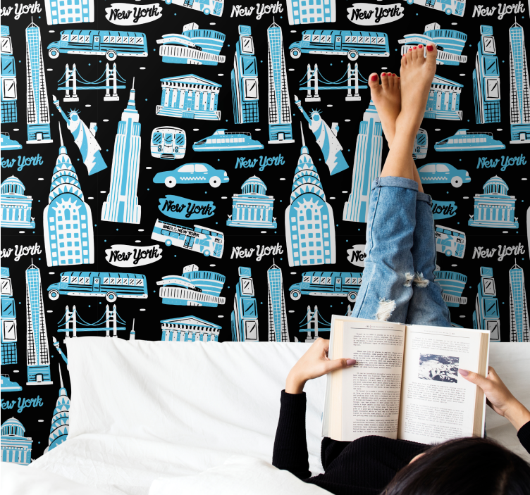 Enkel svart och blå ny tapet i new york - Tenstickers