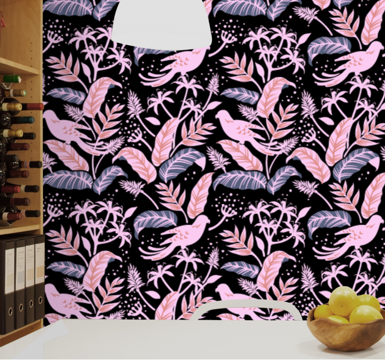 Fåglar blommig harmoni Tapet prydnadsföremål - Tenstickers