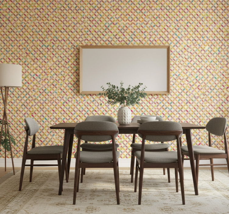 Färgglad geometrisk tapet matsal - Tenstickers