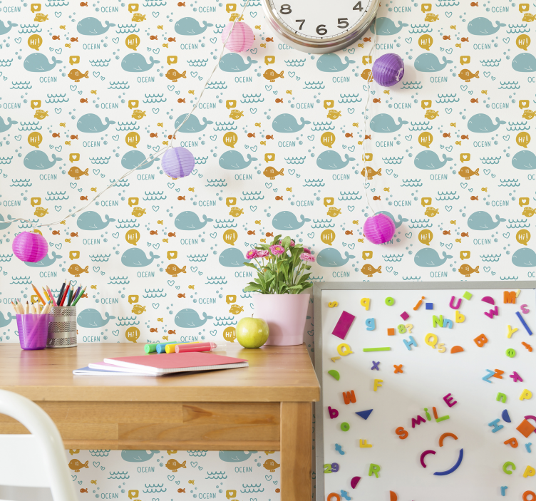 Färgstark och glad havsdjur tapeter - Tenstickers