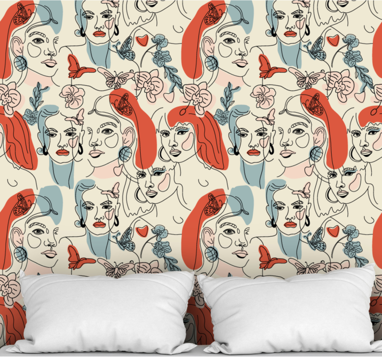 Feminin linjekonst Tapet konst - Tenstickers