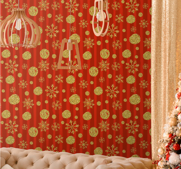 Festliga glitterprydnader Tapet jul - Tenstickers