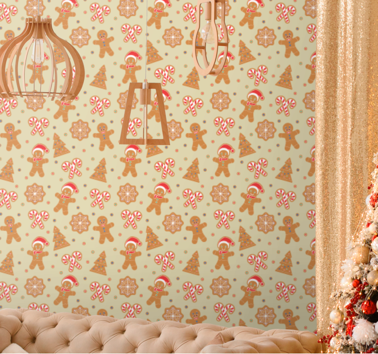Festliga pepparkaksfigurer Tapet jul - Tenstickers