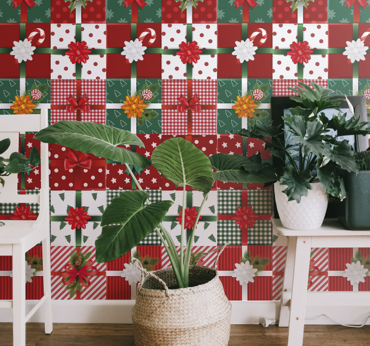 Festliga presentmönster Tapet jul - Tenstickers