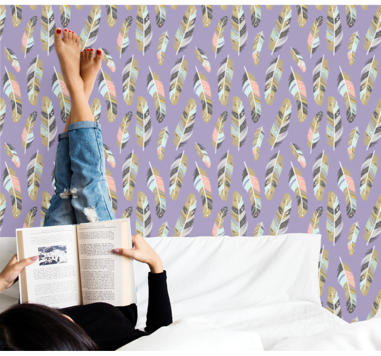 Fjädermönster Tapet blad - Tenstickers