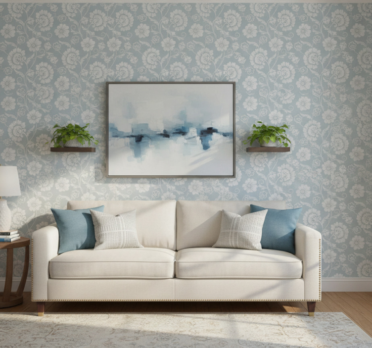 Floral mönster arrangement fondtapet vardagsrum - Tenstickers