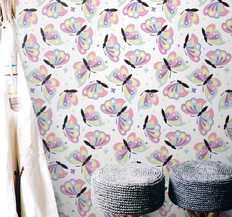 Flygande färgglada vingar Tapet fjärilar - Tenstickers