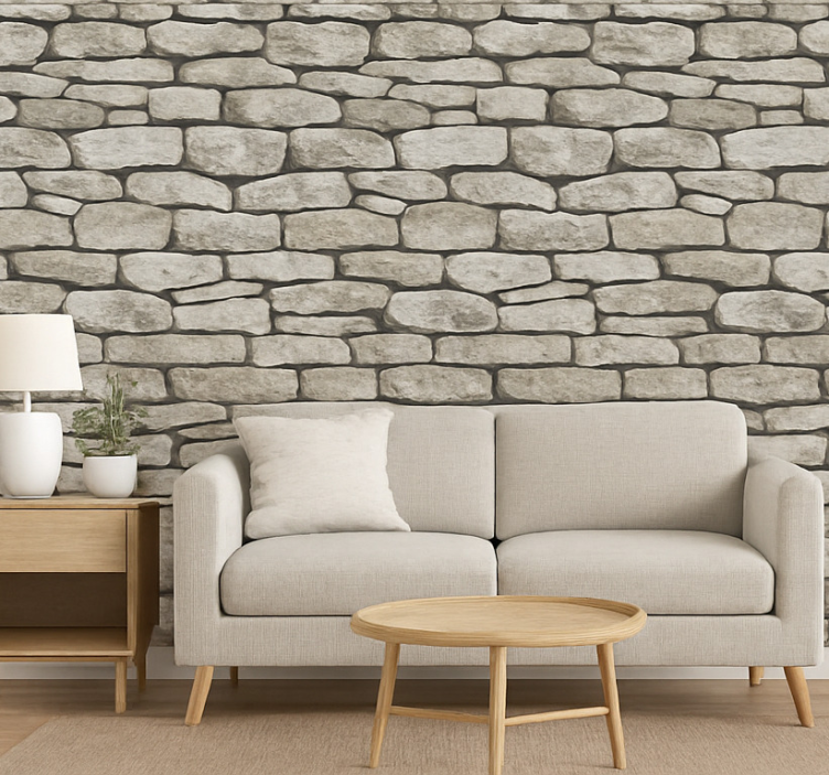 Fondtapet vardagsrum 3d steneffekt - Tenstickers