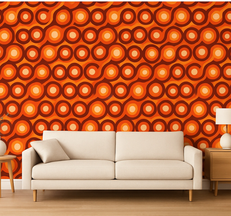 Fondtapet vardagsrum abstrakt modern varma färger - Tenstickers