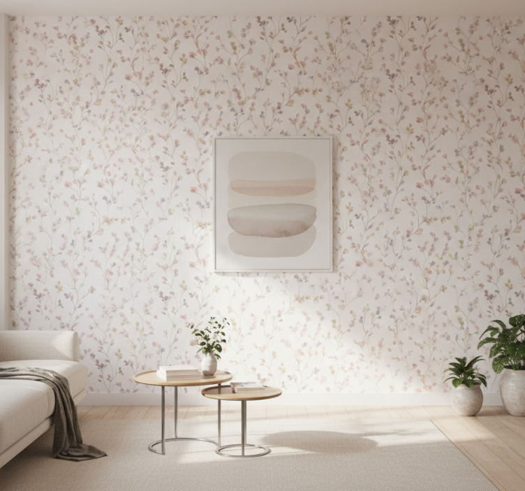 Fondtapet vardagsrum akvarellängsäng - Tenstickers