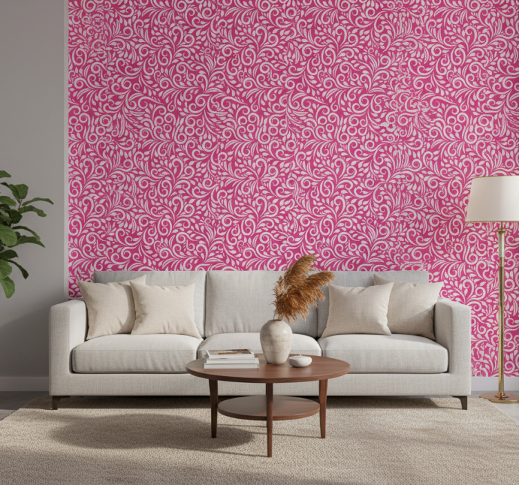 Fondtapet vardagsrum blommig virvelmönster - Tenstickers