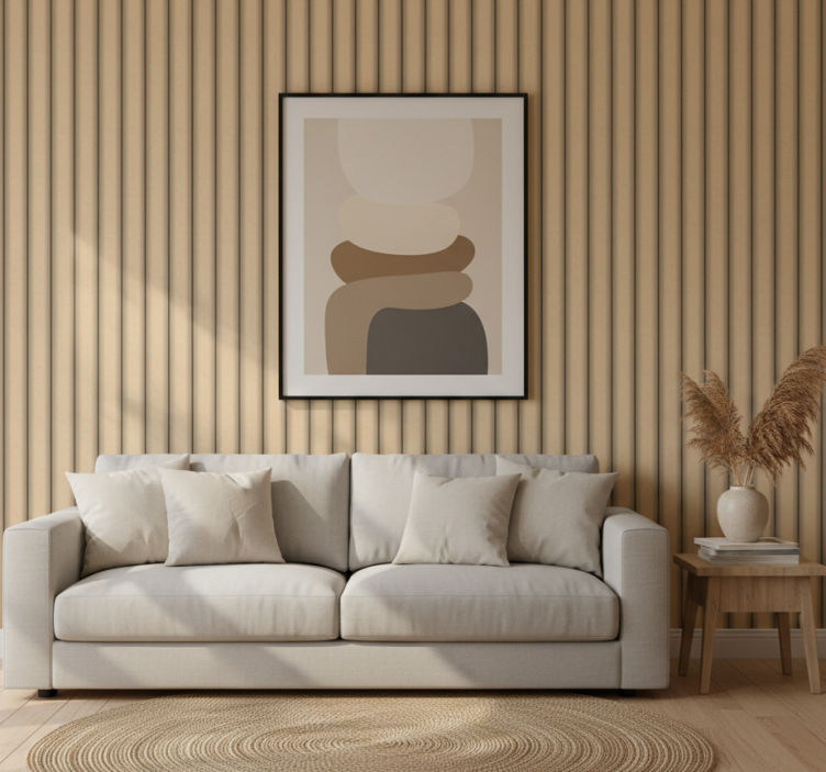 Fondtapet vardagsrum brun tub minimalistisk mönster - Tenstickers