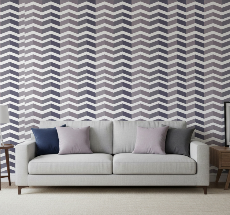 Fondtapet vardagsrum chevronmönsterdesign - Tenstickers