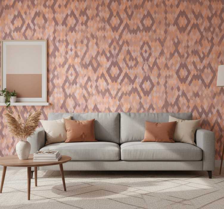 Fondtapet vardagsrum geometriska diamantmönster - Tenstickers