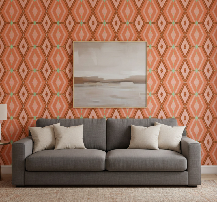 Fondtapet vardagsrum geometriskt hexagonmönster - Tenstickers