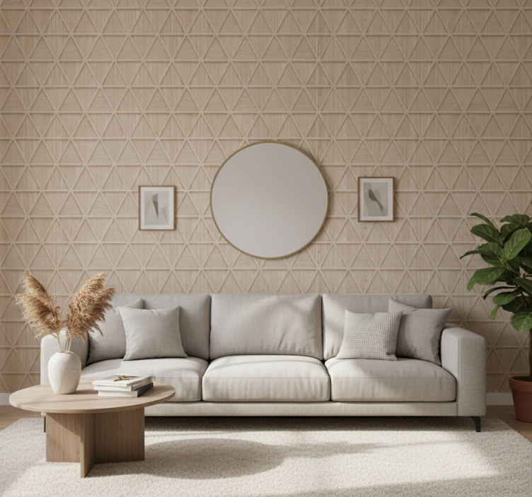 Fondtapet vardagsrum geometriskt mönster - Tenstickers