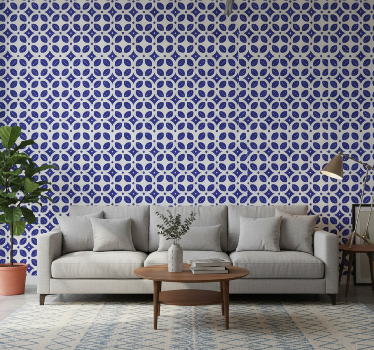 Fondtapet vardagsrum geometriskt mönster overlay - Tenstickers