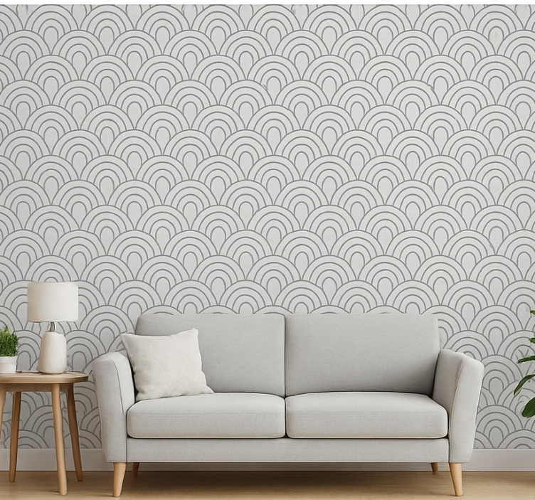 Fondtapet vardagsrum grå sten - Tenstickers