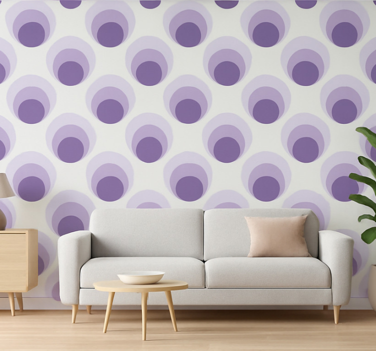 Fondtapet vardagsrum lila cirklar lagerdesign - Tenstickers