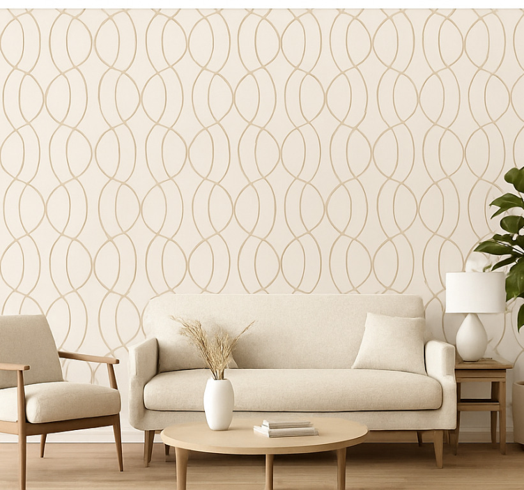 Fondtapet vardagsrum ljus trä mönster - Tenstickers