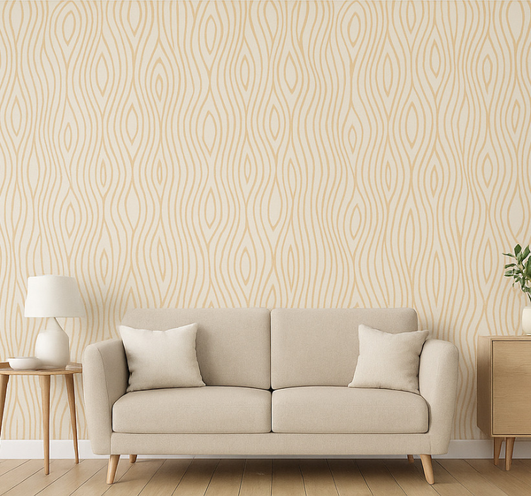 Fondtapet vardagsrum ljus träeffekt - Tenstickers