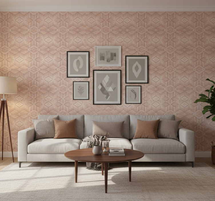 Fondtapet vardagsrum ljus trästruktur effekt - Tenstickers