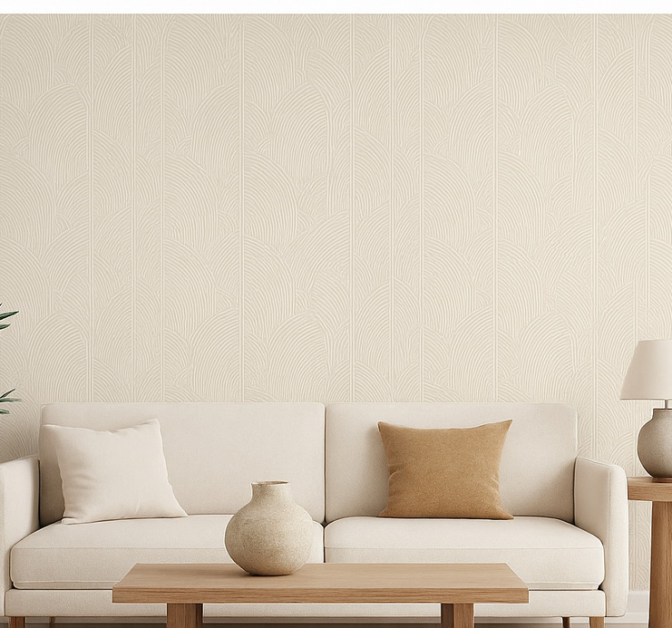 Fondtapet vardagsrum mjuk båge geometrisk mönster - Tenstickers