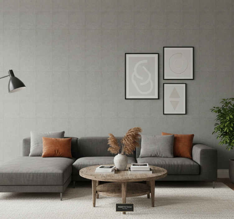 Fondtapet vardagsrum modern grå betong - Tenstickers