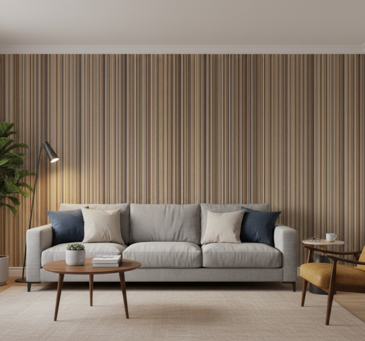 Fondtapet vardagsrum mörka ränder - Tenstickers
