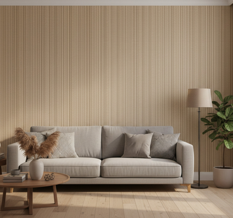 Fondtapet vardagsrum naturfiberimitation - Tenstickers