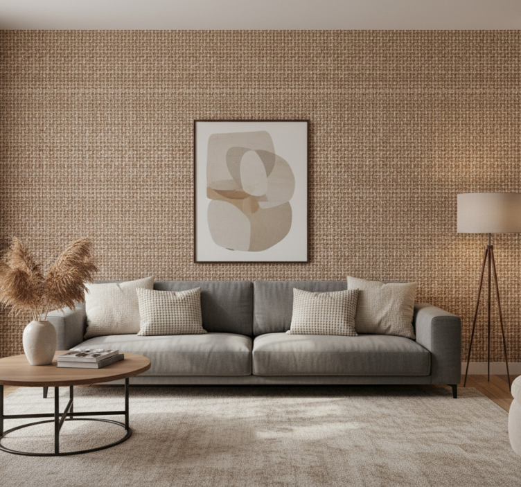 Fondtapet vardagsrum naturlig fiber väv - Tenstickers