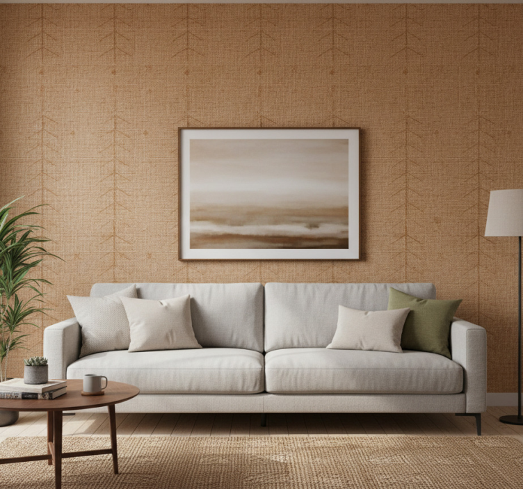 Fondtapet vardagsrum naturlig textur - Tenstickers