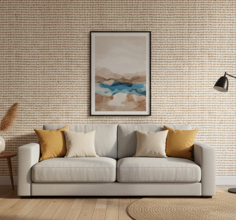 Fondtapet vardagsrum naturlig vävstruktur - Tenstickers