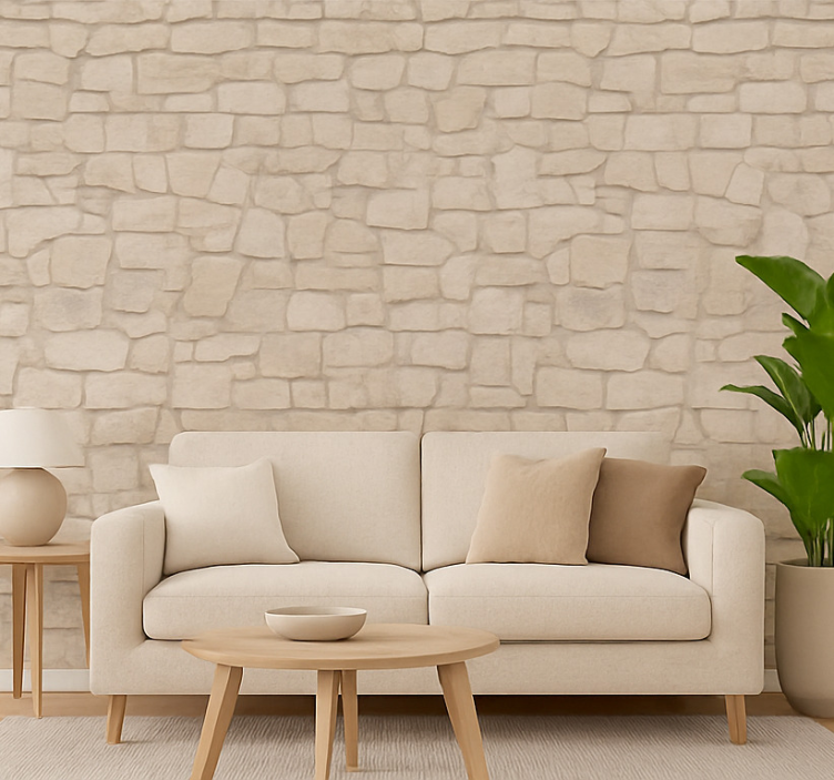 Fondtapet vardagsrum natursten - Tenstickers